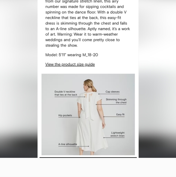 Universal Standard Louvre Bow Back Linen Dress in Golden Hour size S (14-16) NWT - Picture 4 of 7